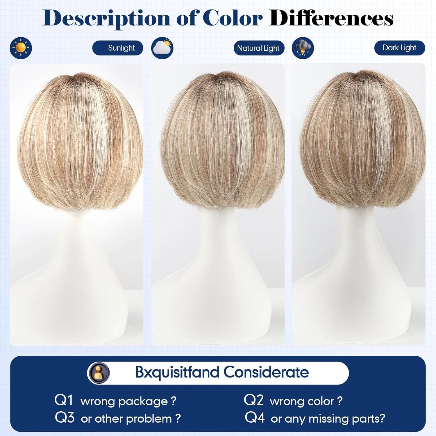 10” Human Hair Topper with Bangs – Silk Base Short Bob (6.5×6.5”)