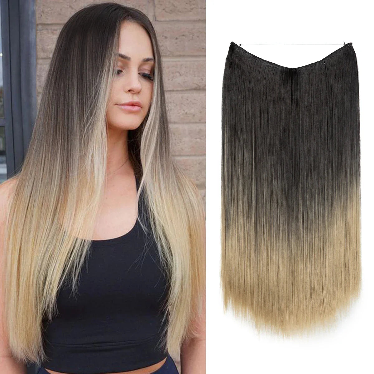 Silkara™ Secret Halo Hair Extensions 18, 22 Inches (Straight-No Clip)