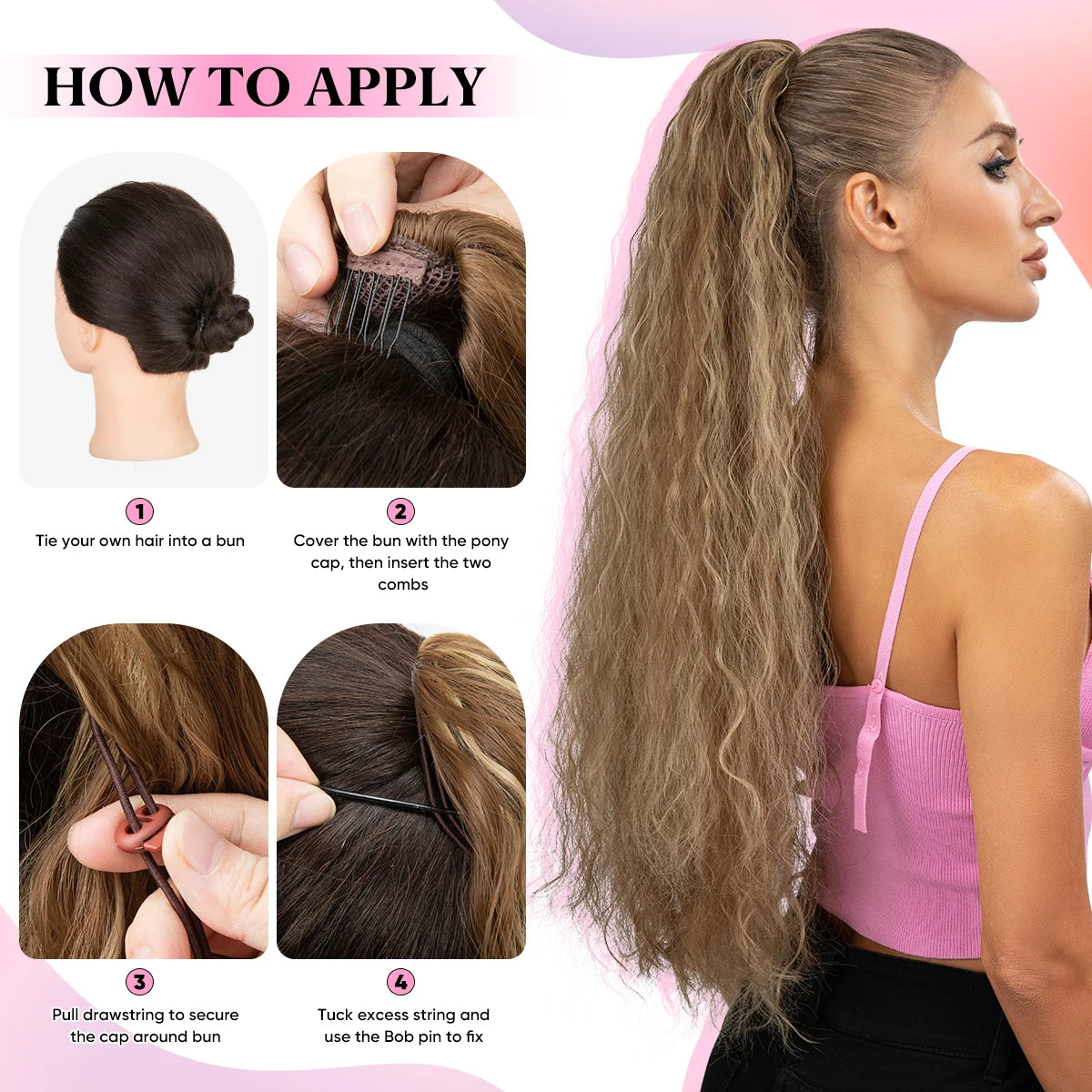 26-Inch Curly Clip-In Ponytail Extension – Voluminous Hairpiece for Instant Glam Look | Silkara™