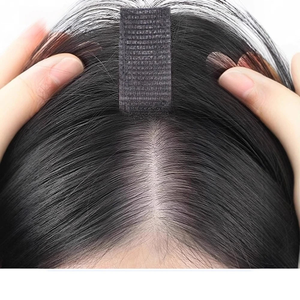 Clip-Free Human Hair Topper with Fringe – Invisible Lace Hair Piece