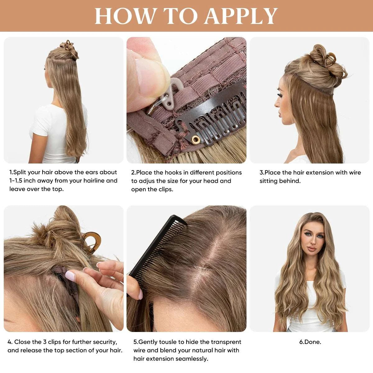 Silkara™ Halo Extensions (Wavy-3 Clips)