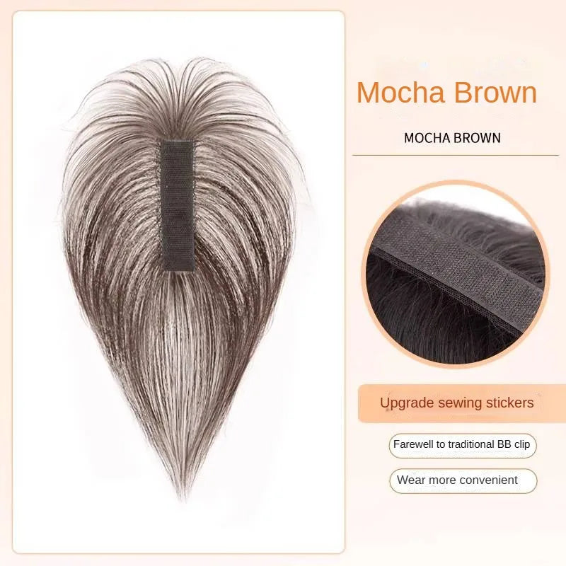 Clip-Free Human Hair Topper with Fringe – Invisible Lace Hair Piece