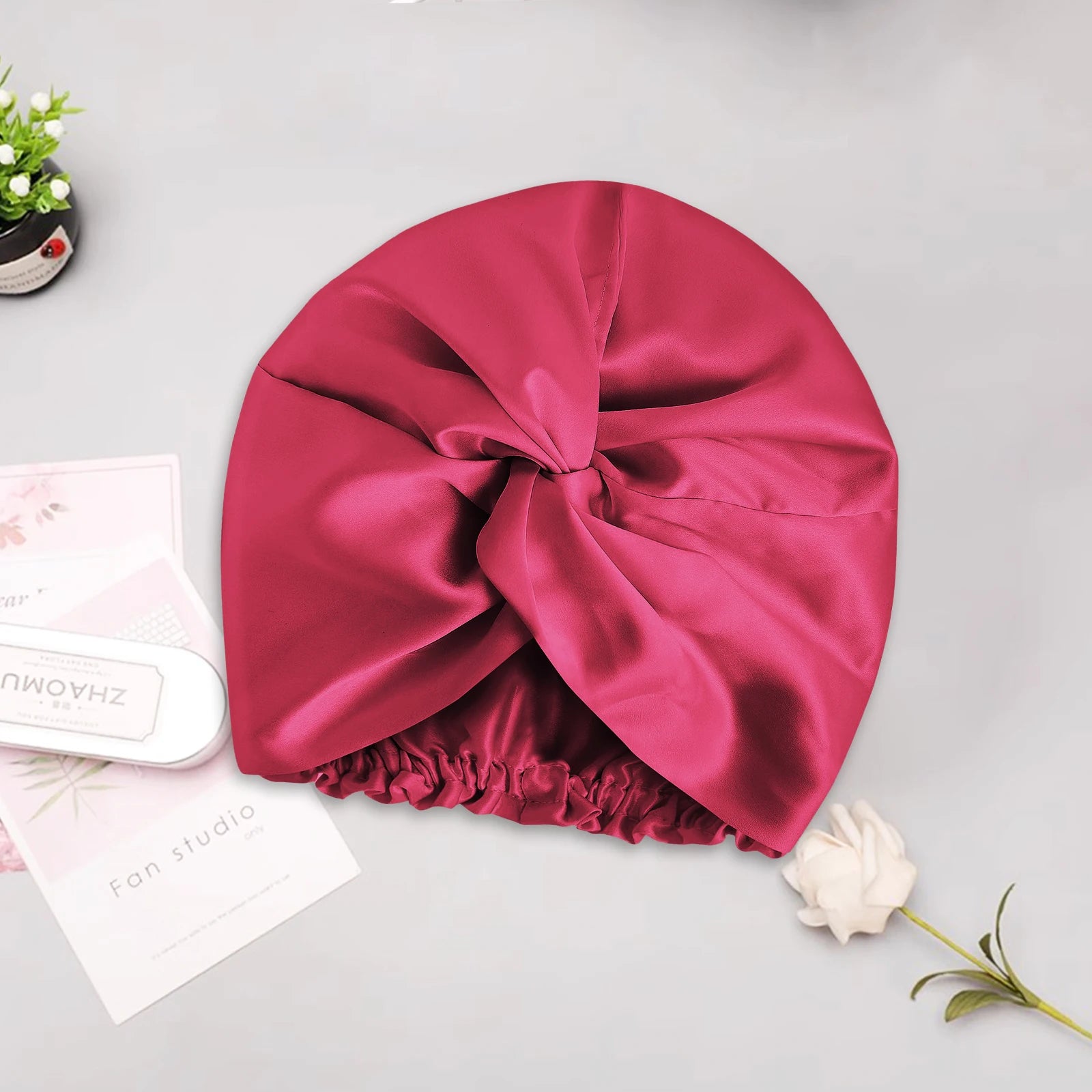 100% Mulberry Silk Bonnet – 22 Momme Double-Sided Silk Sleeping Cap for Hair Extensions & Curly Hair