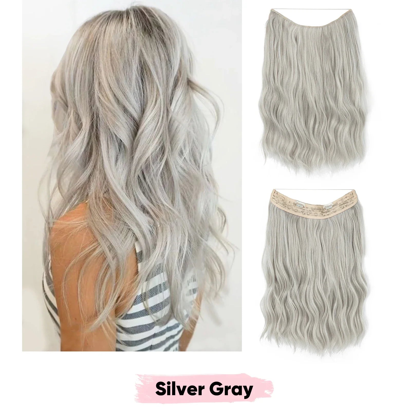 Silkara™ Secret Halo Extensions 16, 20, 24 inches (Wavy-2 Clips)