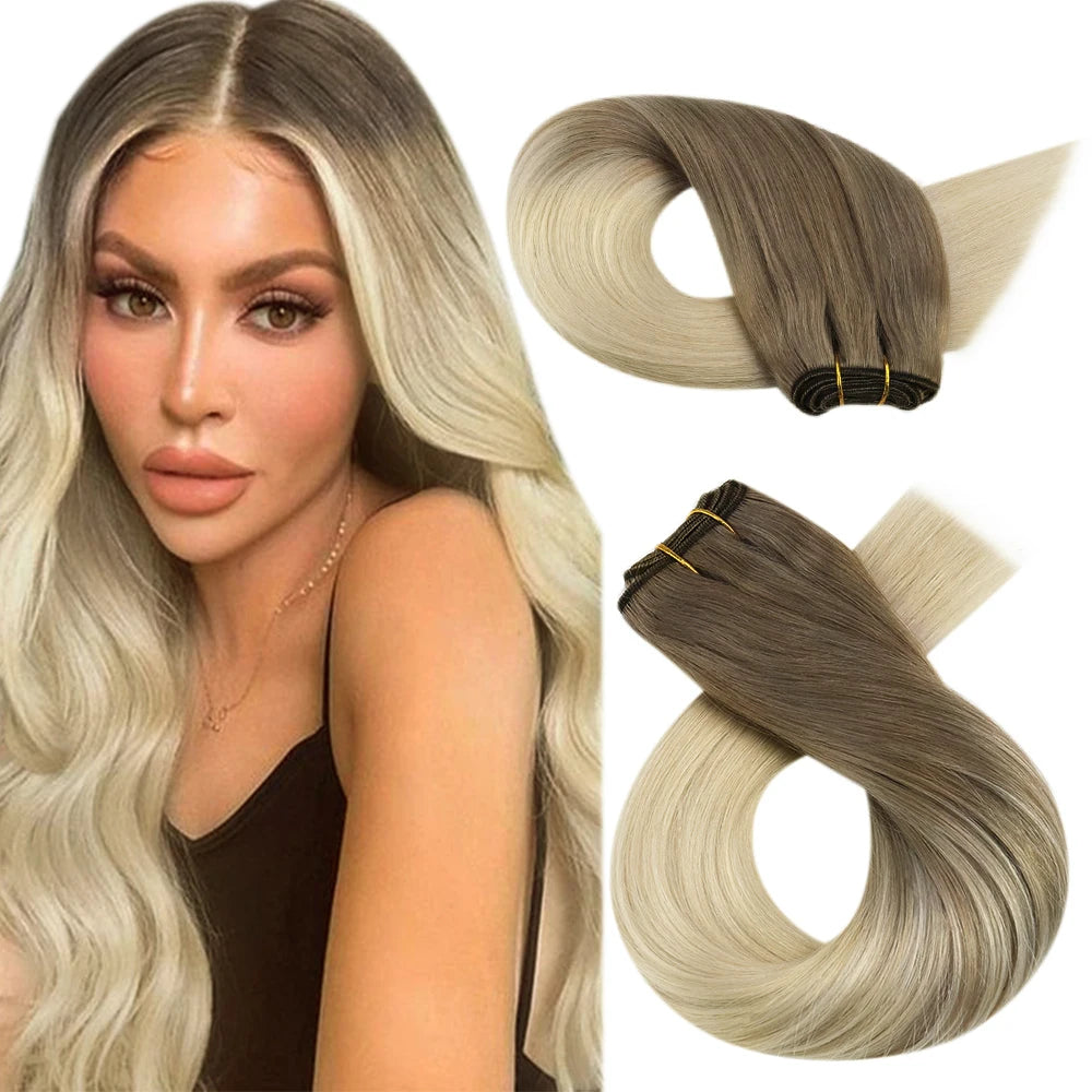 Machine Weft Human Hair Extensions – Straight Remy Hair Weaving Bundles 100g