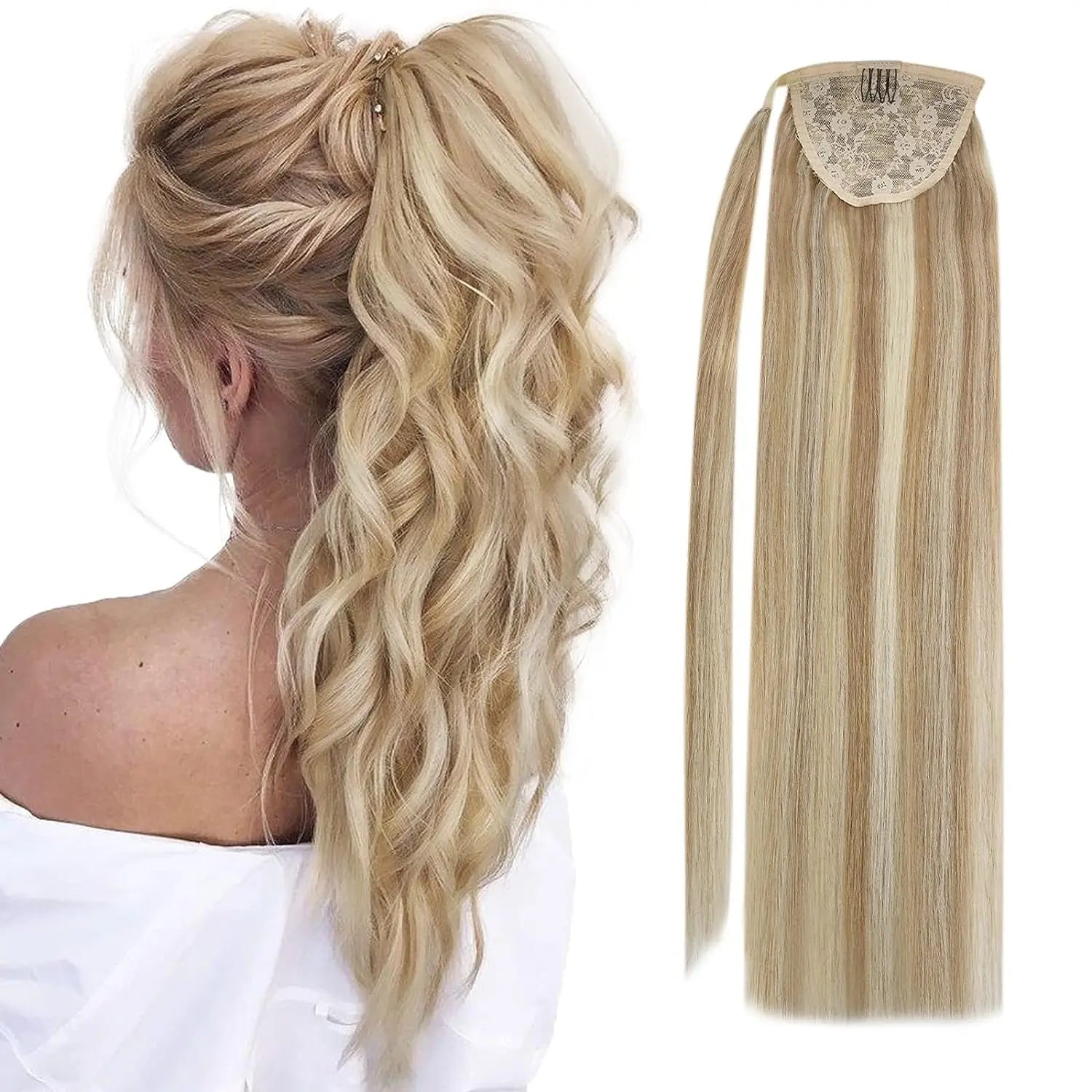 Human Hair Ponytail Extension – Straight Remy Wrap-Around Clip-In Ponytail 80g