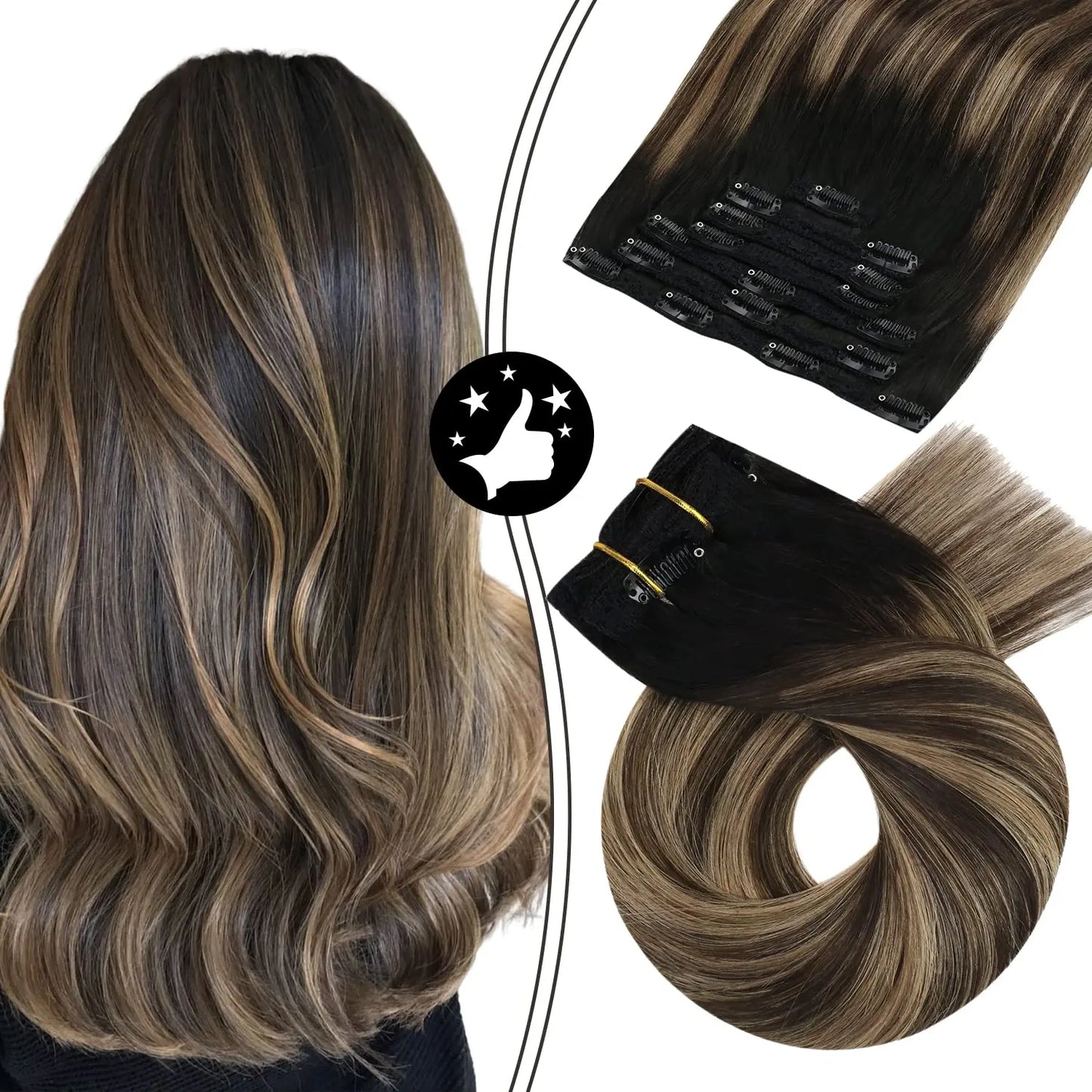 7-Piece Clip-In Human Hair Extensions – 16–24” Straight Remy Hair (105g)