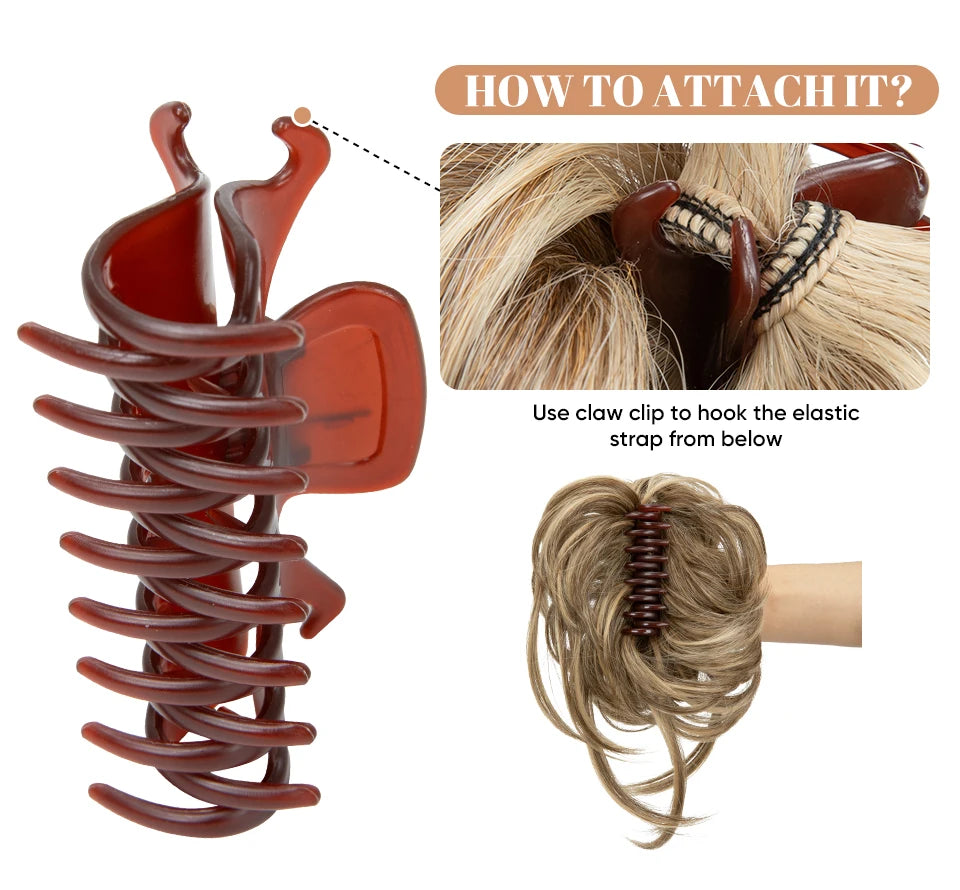 8.5-Inch Synthetic Messy Bun – Detachable Claw Clip & Elastic