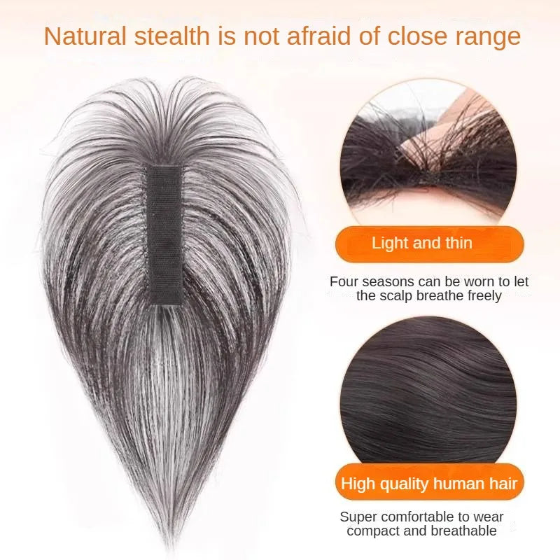 Clip-Free Human Hair Topper with Fringe – Invisible Lace Hair Piece