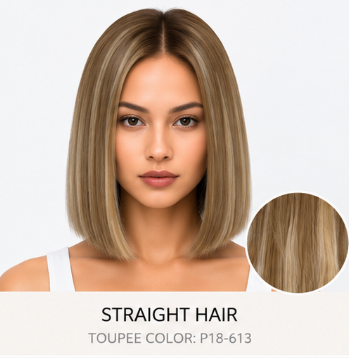 100% Human Hair – Straight & Wavy Swiss Lace Base for Natural Crown Coverage