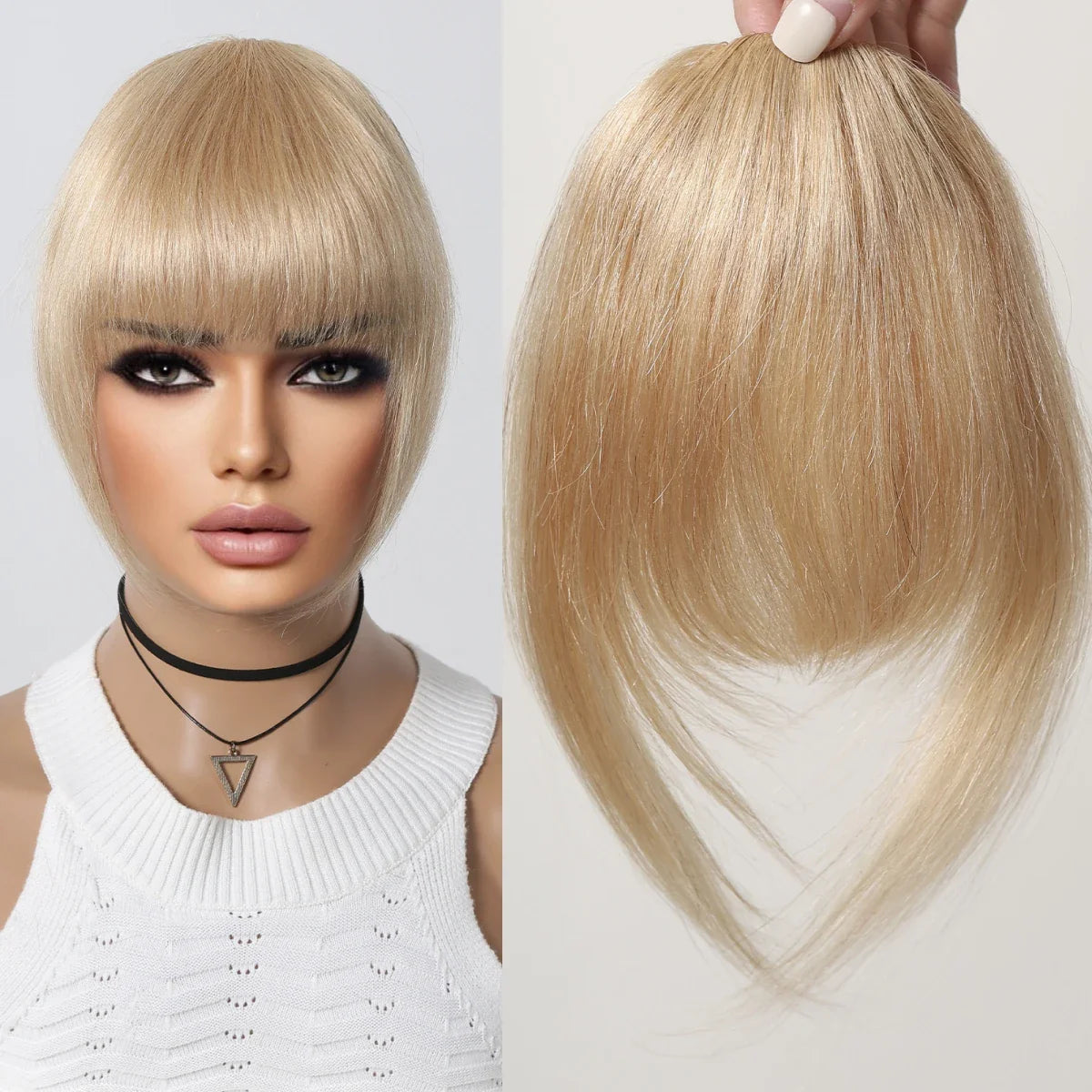 Clip-In Human Hair Bangs with Temples – Natural French Fringe Hairpiece | Silkara™ Hair Extensions