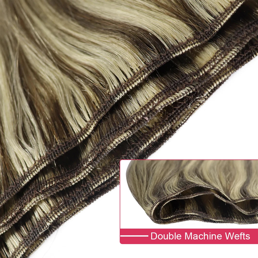 Machine Weft Human Hair Extensions – Straight Remy Hair Weaving Bundles 100g