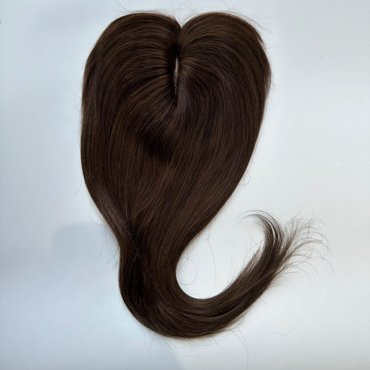 Straight human hair topper in colour 2, product top view