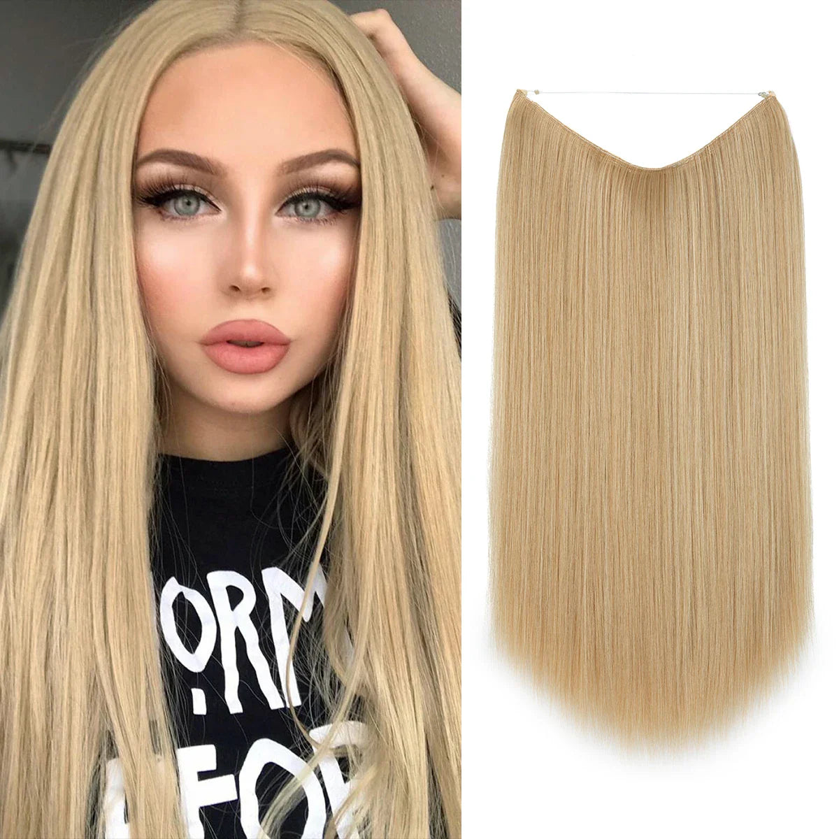 Silkara™ Secret Halo Hair Extensions 18, 22 Inches (Straight-No Clip)