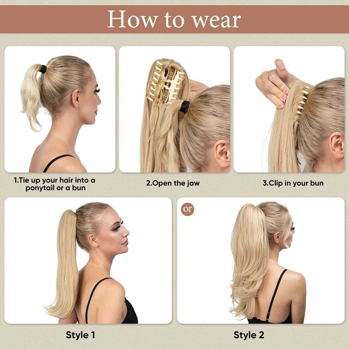 Silkara™ Ponytail Hair Extensions Claw Clip In (2 Shapes)
