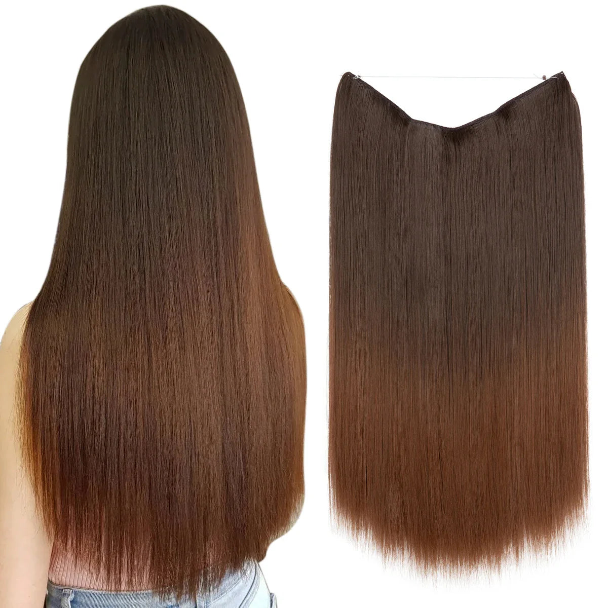 Silkara™ Secret Halo Hair Extensions 18, 22 Inches (Straight-No Clip)