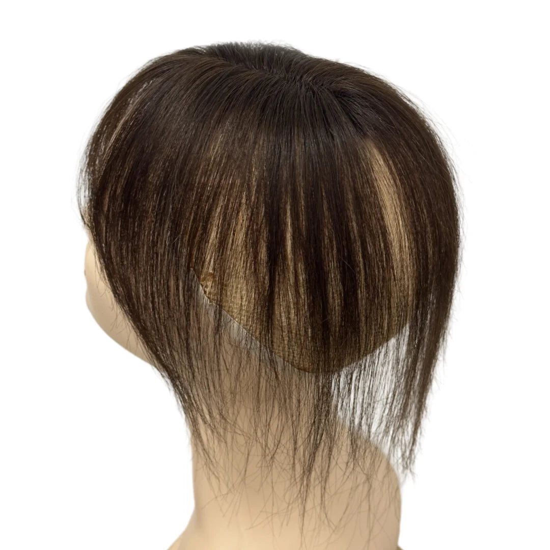 Clip-Free Human Hair Topper with Fringe – Invisible Lace Hair Piece