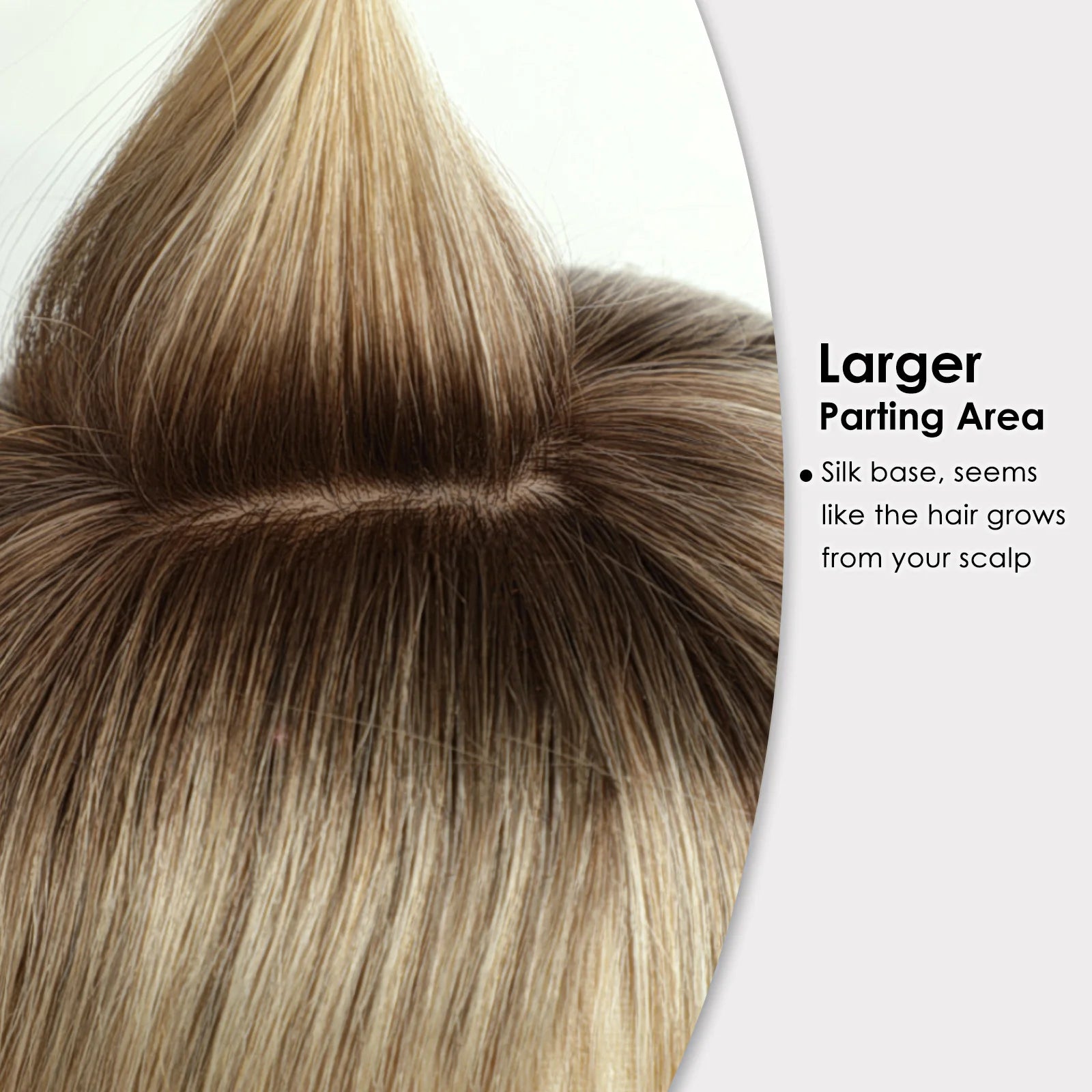 Ombre Blonde Human Hair Topper with Bangs | Remy Silk Base Clip-In Hair Topper for Volume & Hair Loss Coverage