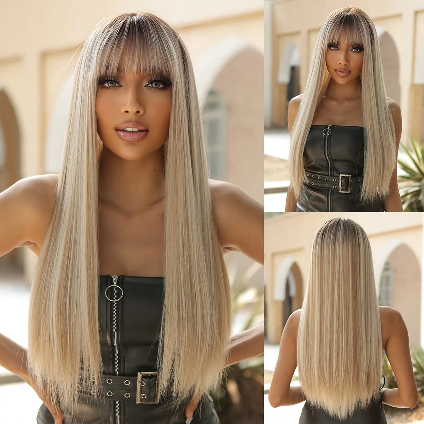 Black Long Straight Wig for Women – Heat Resistant Synthetic Daily & Cosplay Wig