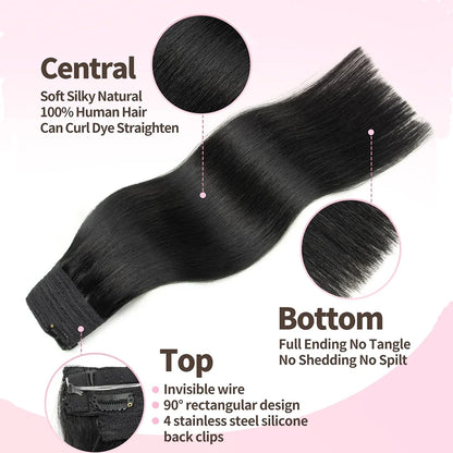 Invisible Wire Halo Human Hair Extensions – Straight Blonde Remy Halo with Clips