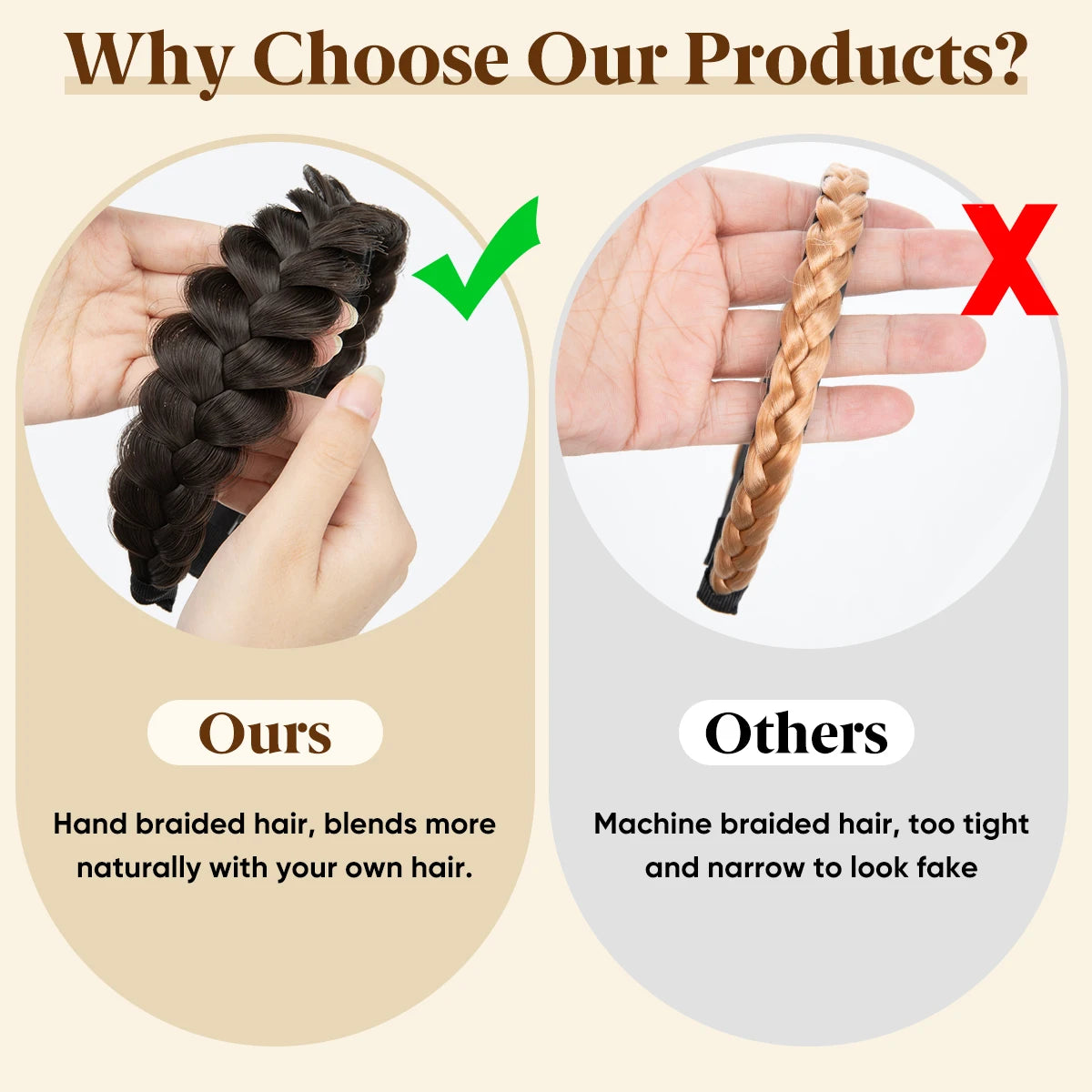Bohemian Braided Headband – Synthetic Braided Hair Band for Women | Natural Look Hair Accessory