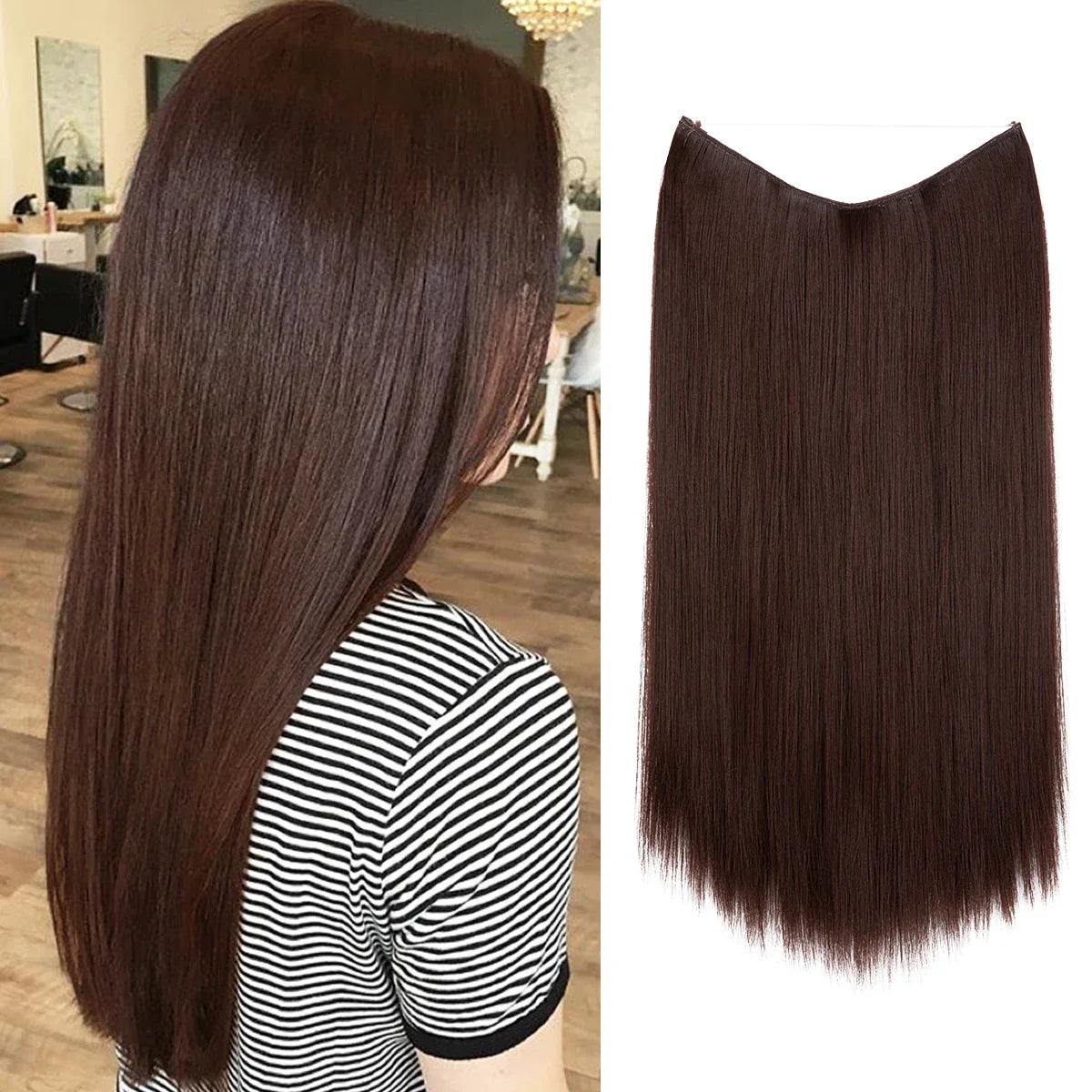 Silkara™ Secret Halo Hair Extensions 18, 22 Inches (Straight-No Clip)