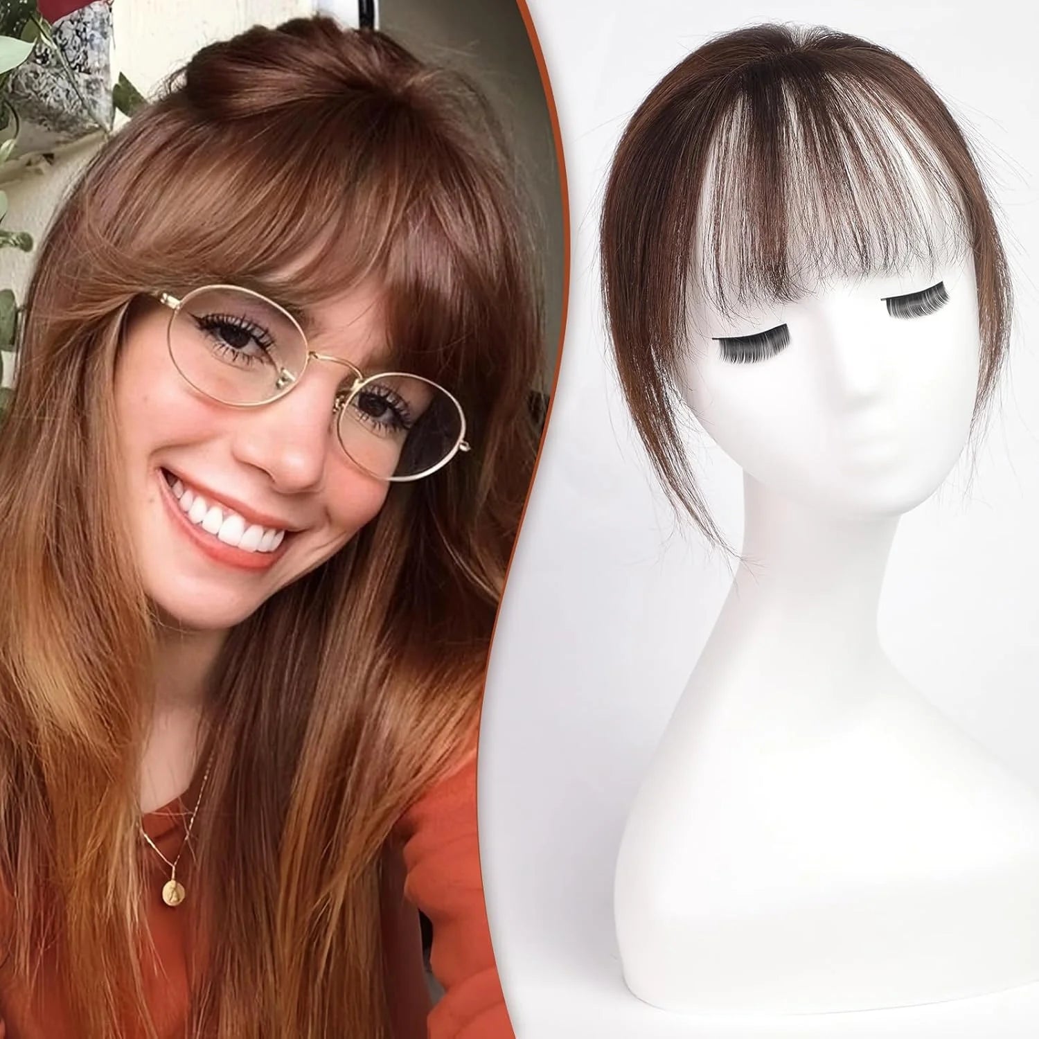 Clip-In Human Hair Bangs – Wispy Full Fringe with 3 Clips