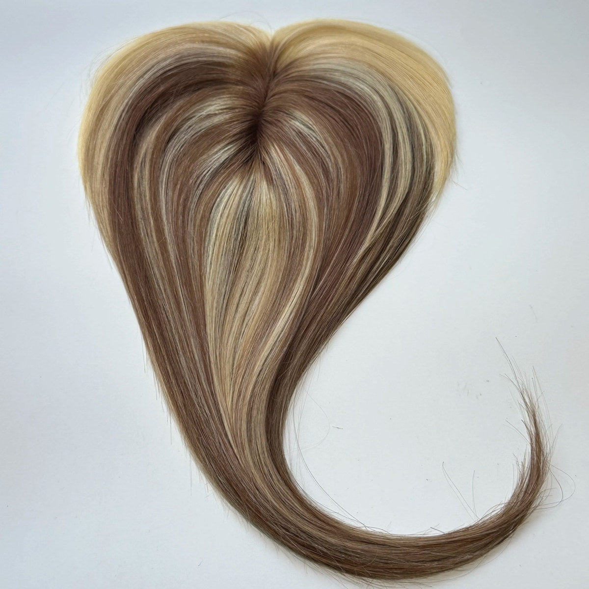 Straight human hair topper in colour P6-613, product top view