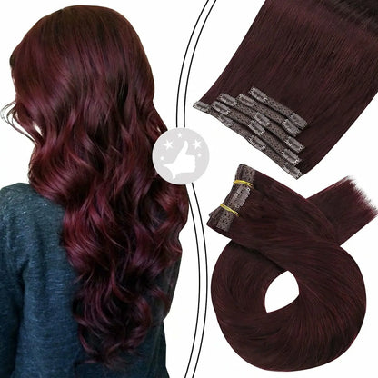 7-Piece Clip-In Human Hair Extensions – 16–24” Straight Remy Hair (105g)