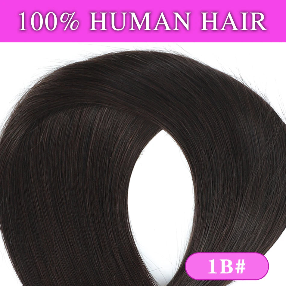 Halo Human Hair Extensions – 14–28 Inch Hidden Wire Remy Hair in Ombre Brown