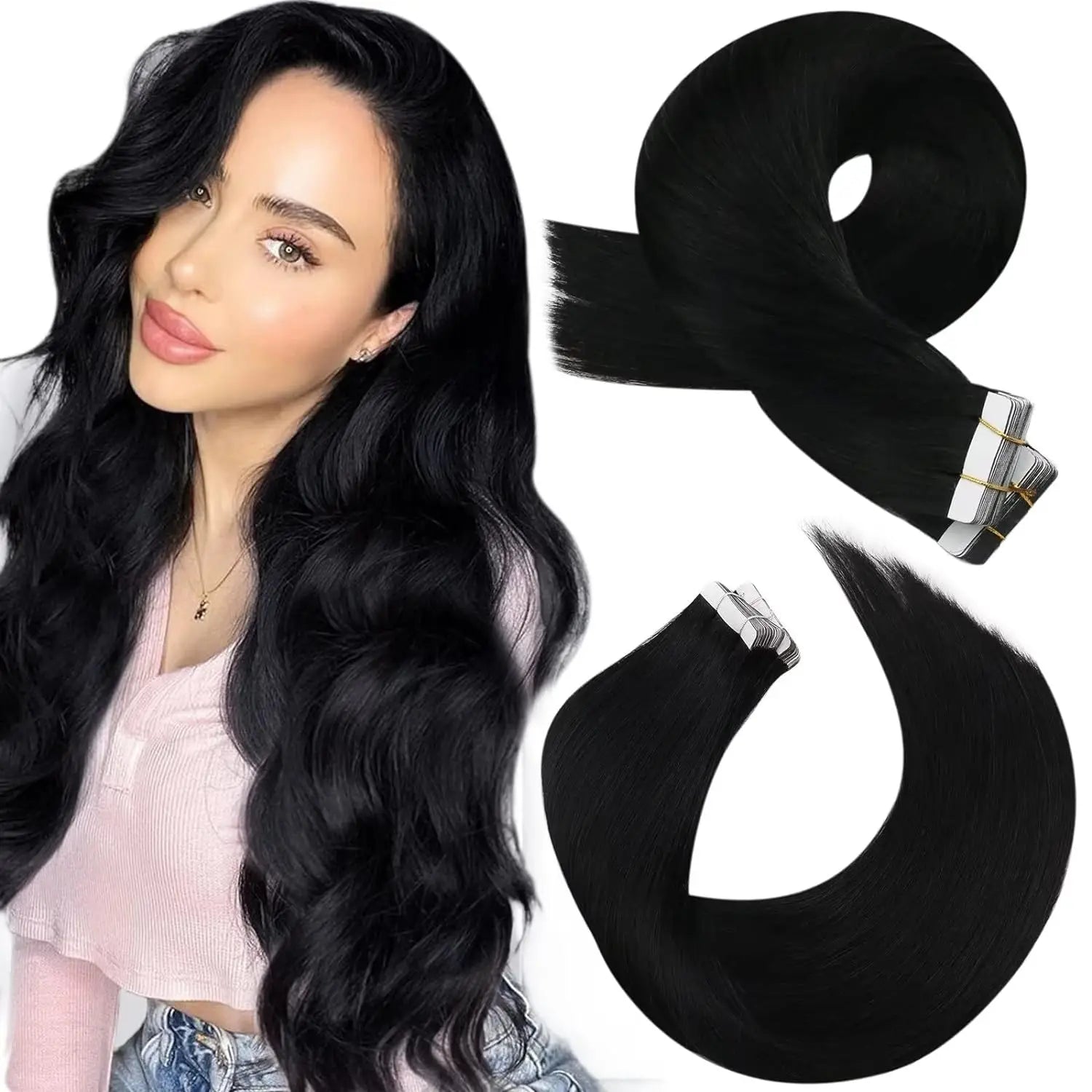 Premium Remy Human Hair Tape-In Extensions – 40 Pieces