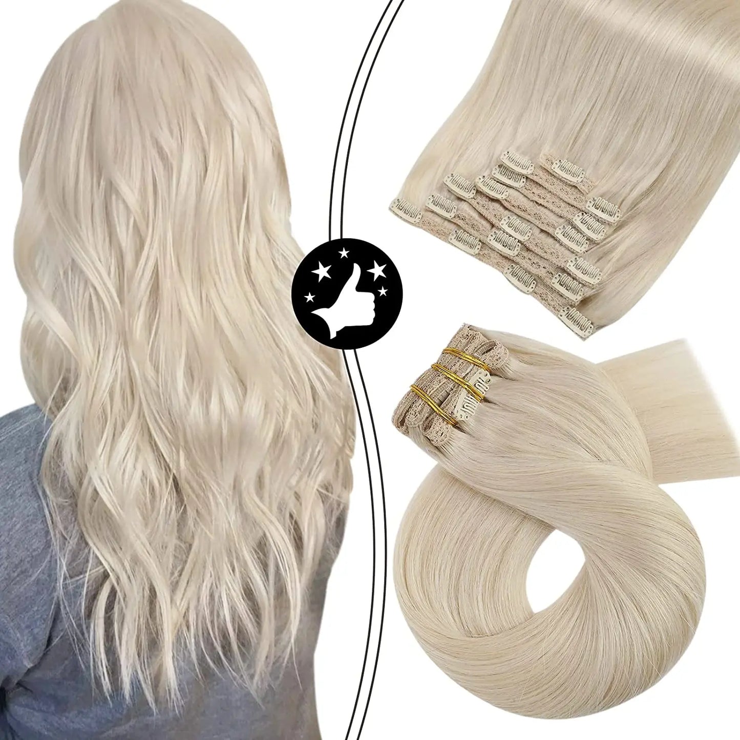 7-Piece Clip-In Human Hair Extensions – 16–24” Straight Remy Hair (105g)