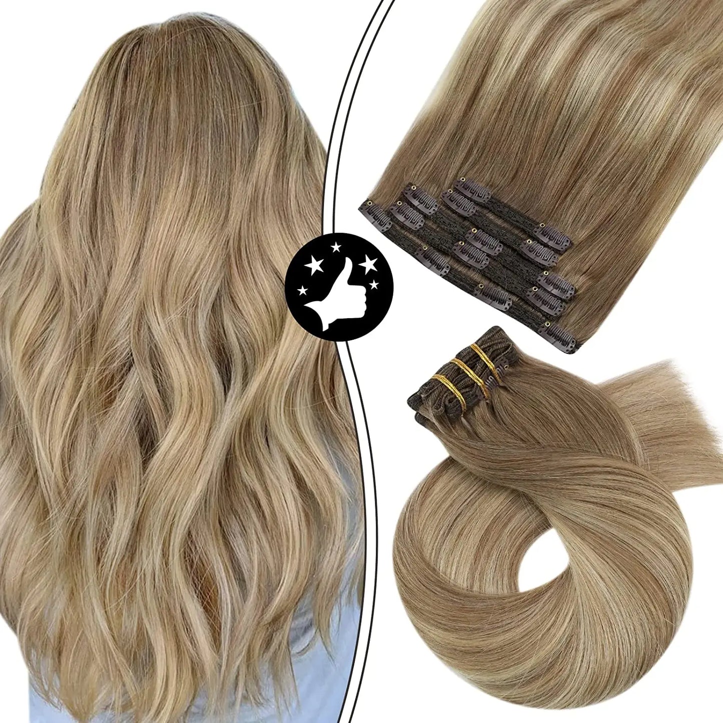 7-Piece Clip-In Human Hair Extensions – 16–24” Straight Remy Hair (105g)