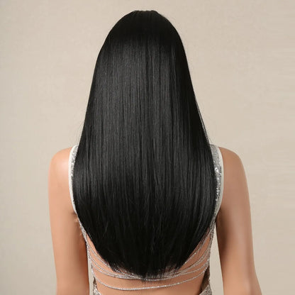 Black Long Straight Wig for Women – Heat Resistant Synthetic Daily & Cosplay Wig