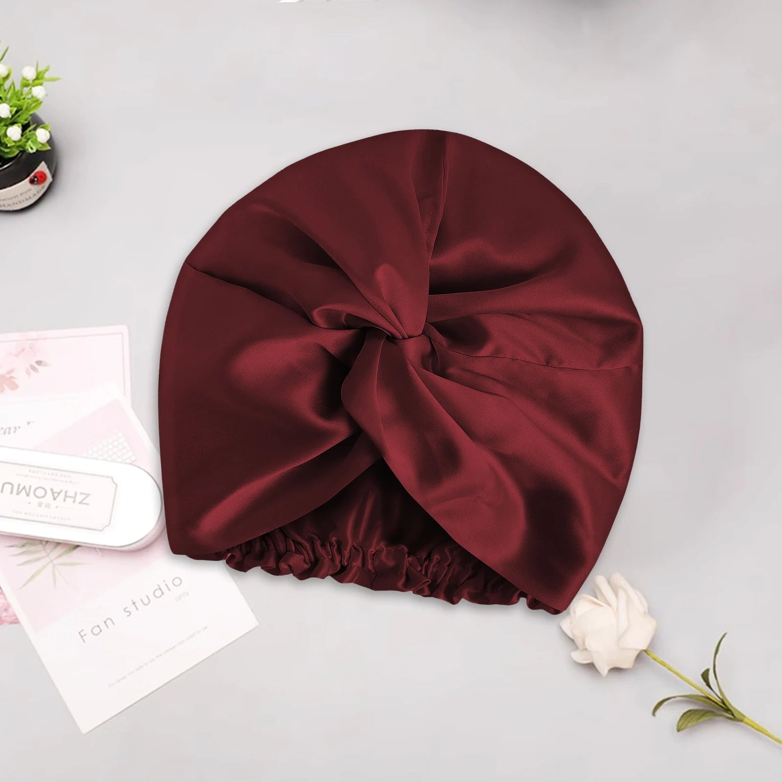 100% Mulberry Silk Bonnet – 22 Momme Double-Sided Silk Sleeping Cap for Hair Extensions & Curly Hair