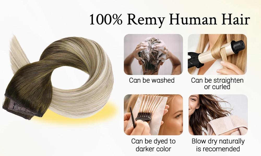 Human Hair Wire Extensions – Invisible Halo Clip-In Straight Remy Hair
