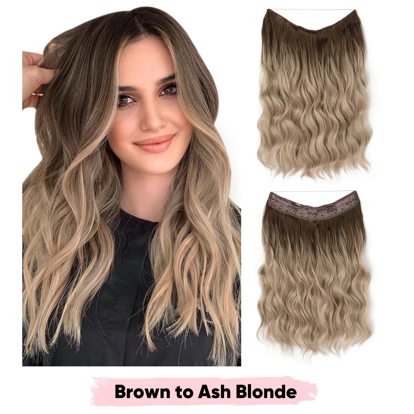 Silkara™ Secret Halo Extensions 16, 20, 24 inches (Wavy-2 Clips)