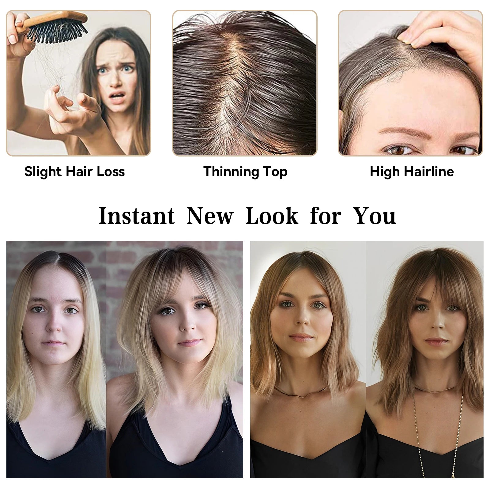 Ombre Ash Blonde Human Hair Topper | Silk Base Remy Hair Topper for Thinning Hair