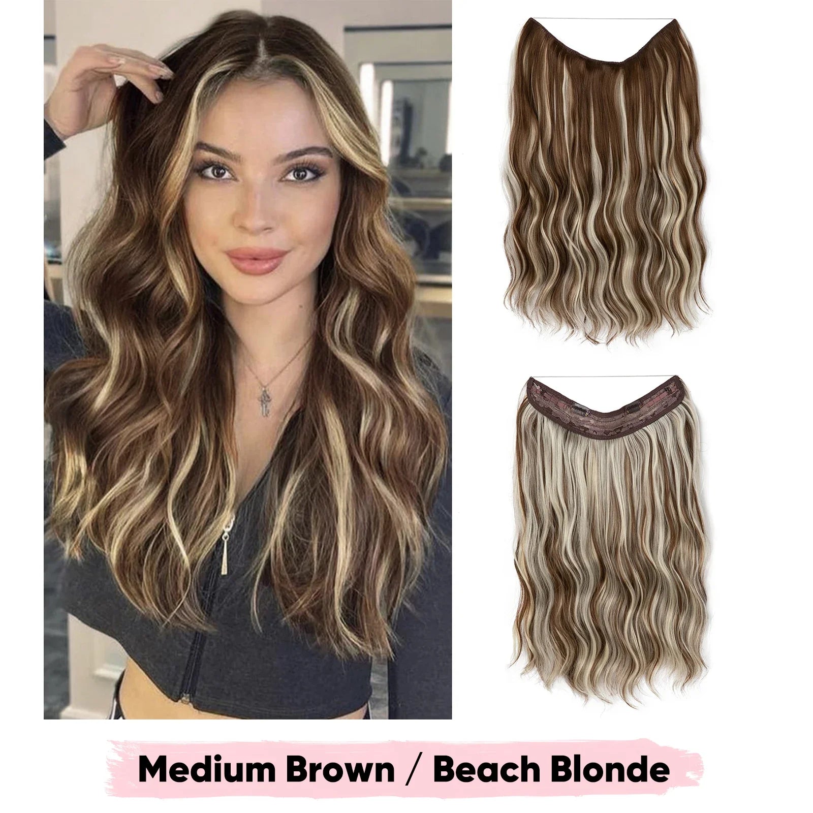 Silkara™ Secret Halo Extensions 16, 20, 24 inches (Wavy-2 Clips)