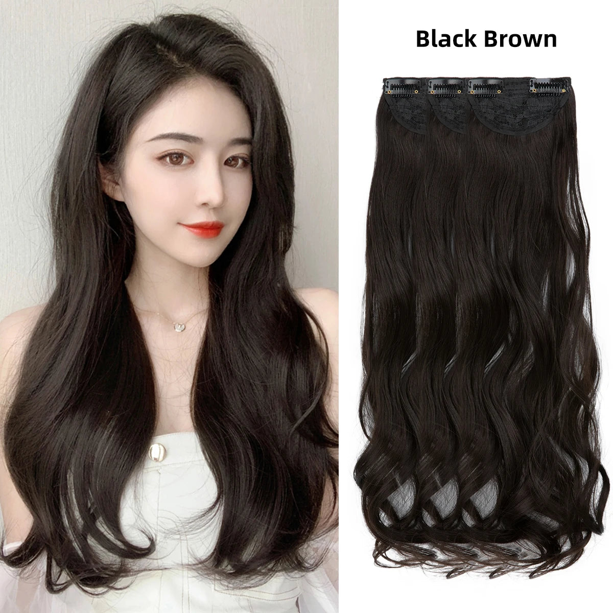 3PCS Wavy Clip In Hair Extensions – Thick Synthetic Full Head Hair Extensions for Women