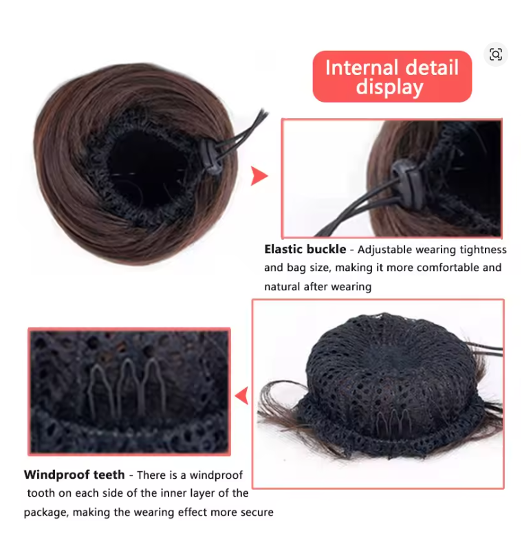 6” Human Hair Drawstring Bun Extension – Natural Volume Chignon Hairpiece