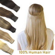 Human Hair Wire Extensions – Invisible Halo Clip-In Straight Remy Hair