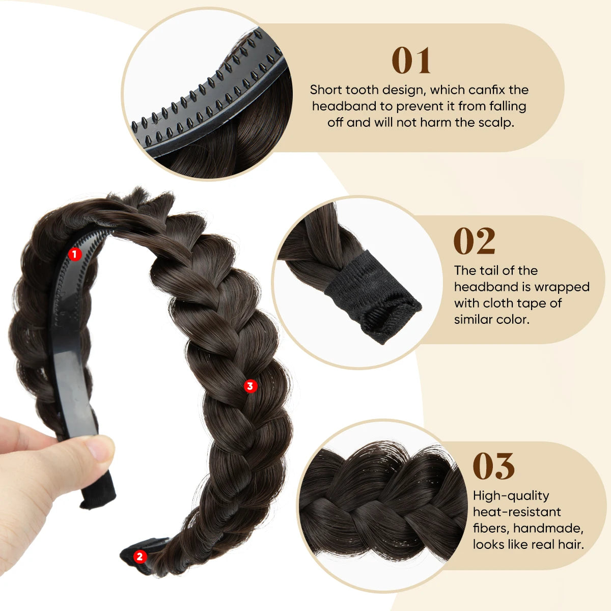 Bohemian Braided Headband – Synthetic Braided Hair Band for Women | Natural Look Hair Accessory