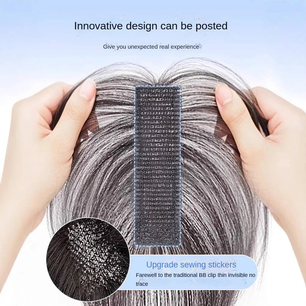 Clip-Free Human Hair Topper with Fringe – Invisible Lace Hair Piece