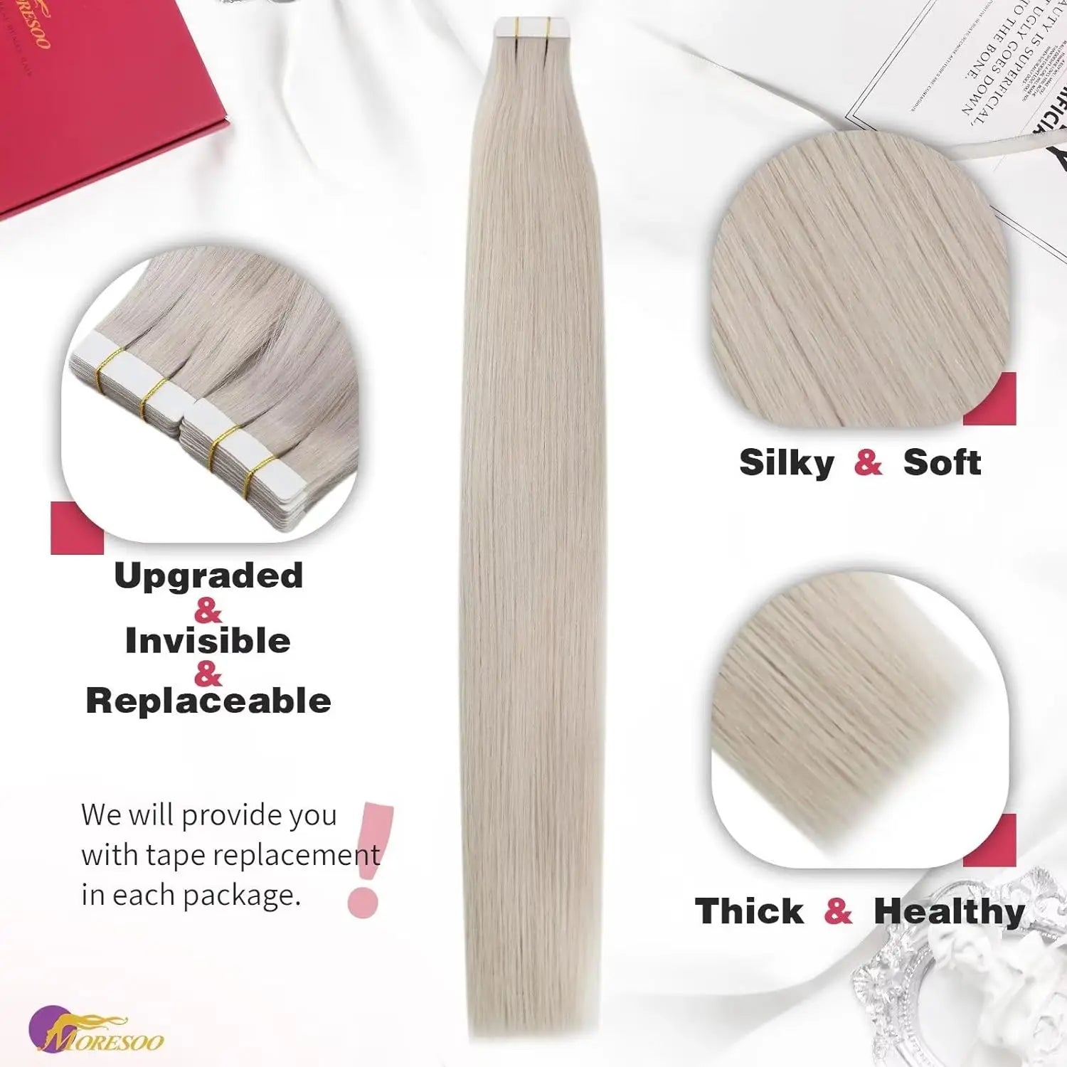 Premium Remy Human Hair Tape-In Extensions – 20 Pieces