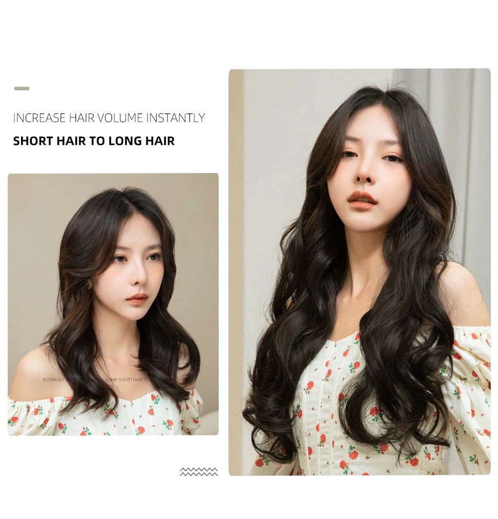 3PCS Wavy Clip In Hair Extensions – Thick Synthetic Full Head Hair Extensions for Women
