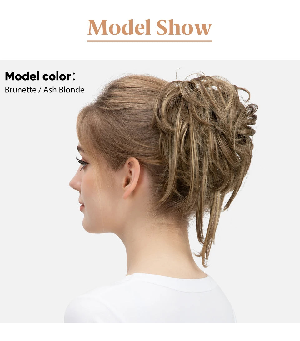 8.5-Inch Synthetic Messy Bun – Detachable Claw Clip & Elastic