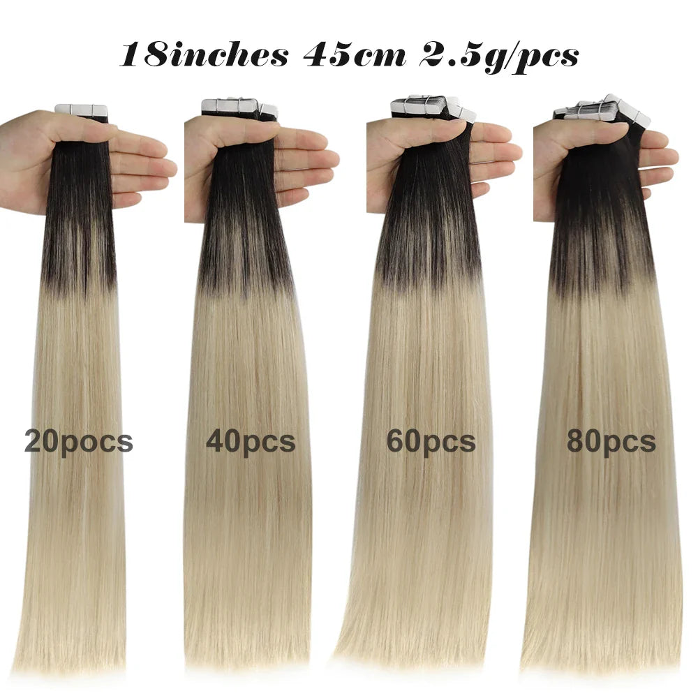 Premium Remy Human Hair Tape-In Extensions – 40 Pieces