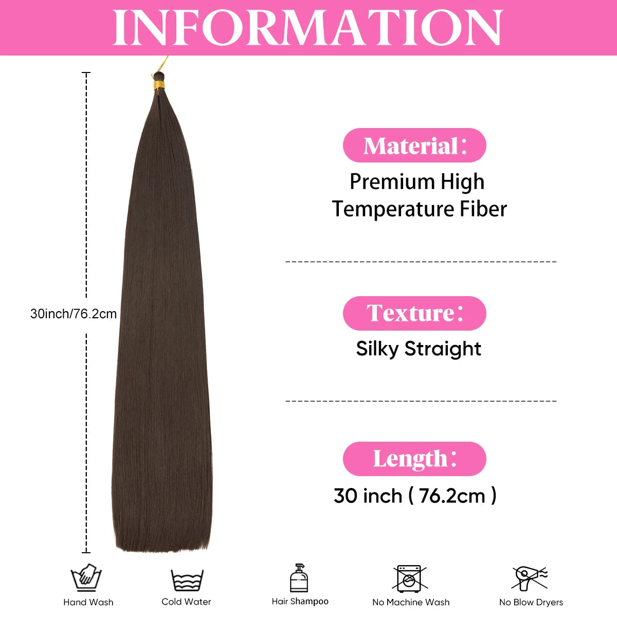 30 Inch Straight Braiding Hair Extensions – Soft Synthetic Crochet Braiding Hair Bundles for Women