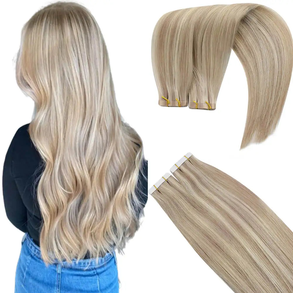 Virgin Tape-In Human Hair Extensions – Straight Remy Hair 2.5g/pc (14–24”)